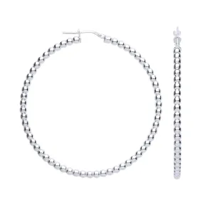 Sterling Silver Bead 56mm Hoop Earrings