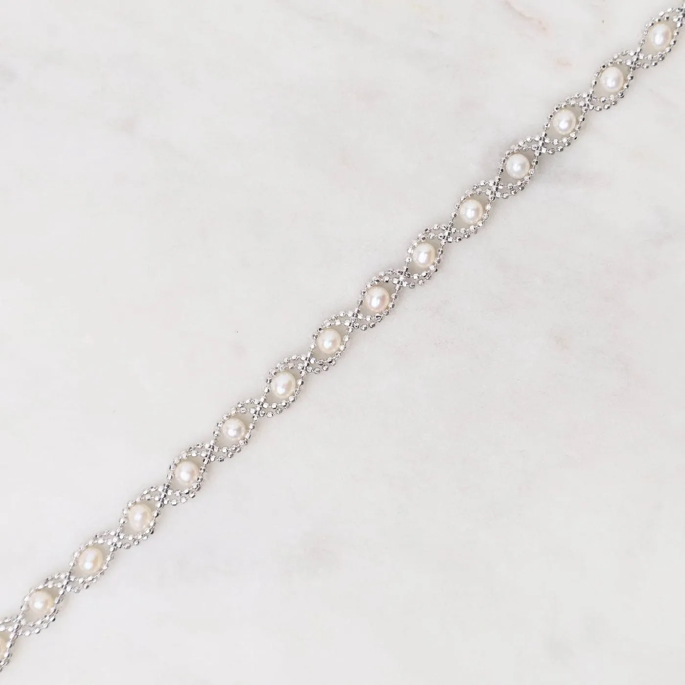Sterling Silver Captured Pearl Bracelet