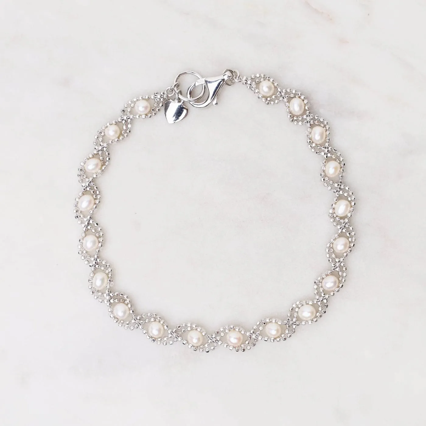 Sterling Silver Captured Pearl Bracelet