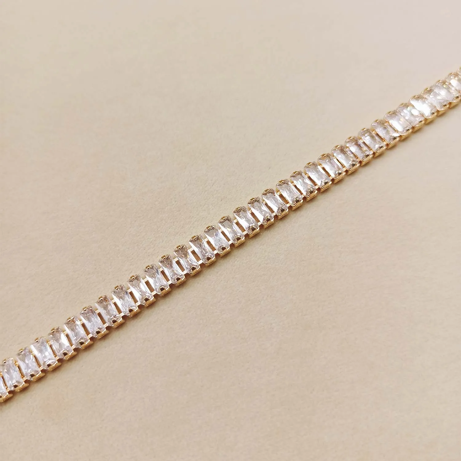 Taru American Diamonds Rose Plated Flexible Bracelet