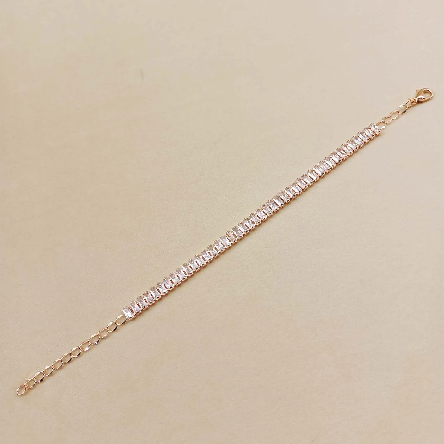 Taru American Diamonds Rose Plated Flexible Bracelet