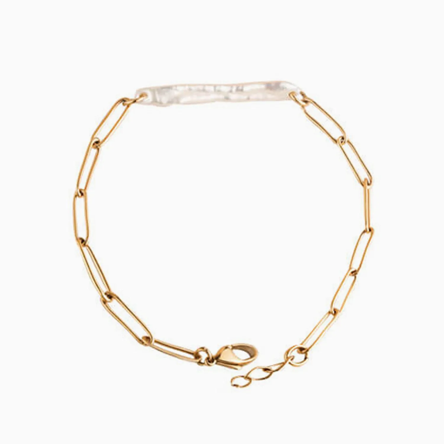 Thick Chain Long Baroque Pearl Bracelet