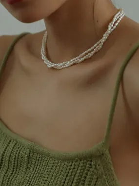 Three Layers Ot Buckle Pearl Necklace