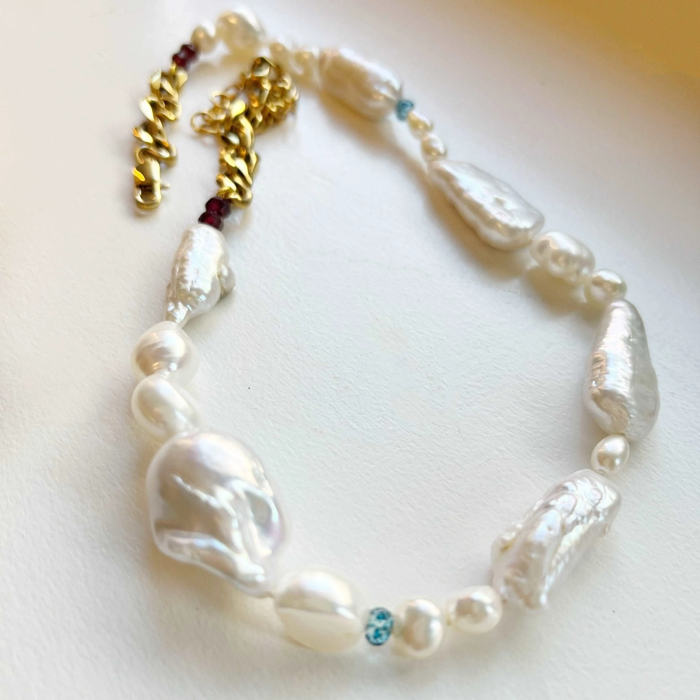 Three Sistas - Mix Pearl and Gem Bead Necklaces