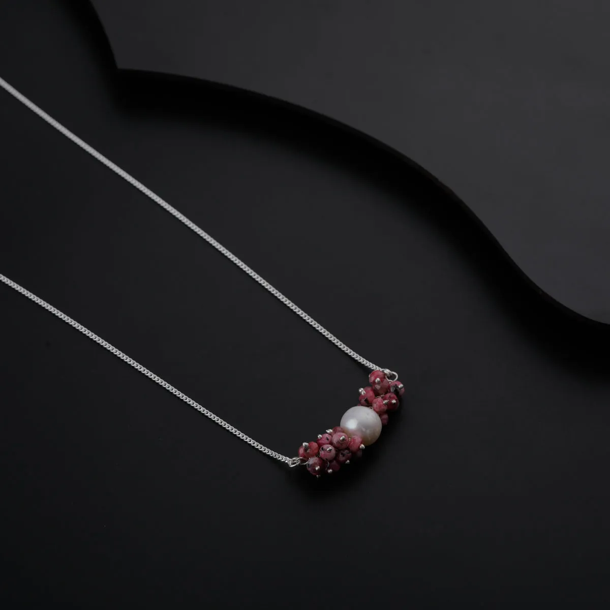 Tourmaline Motif Silver Necklace