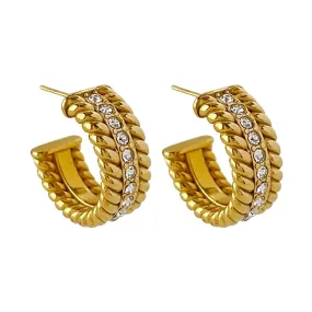 Twist of fate Gold Plated and Diamond Hoop Earrings