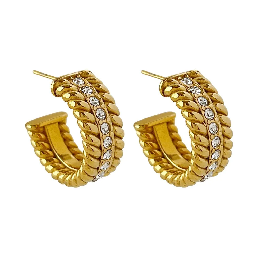 Twist of fate Gold Plated and Diamond Hoop Earrings