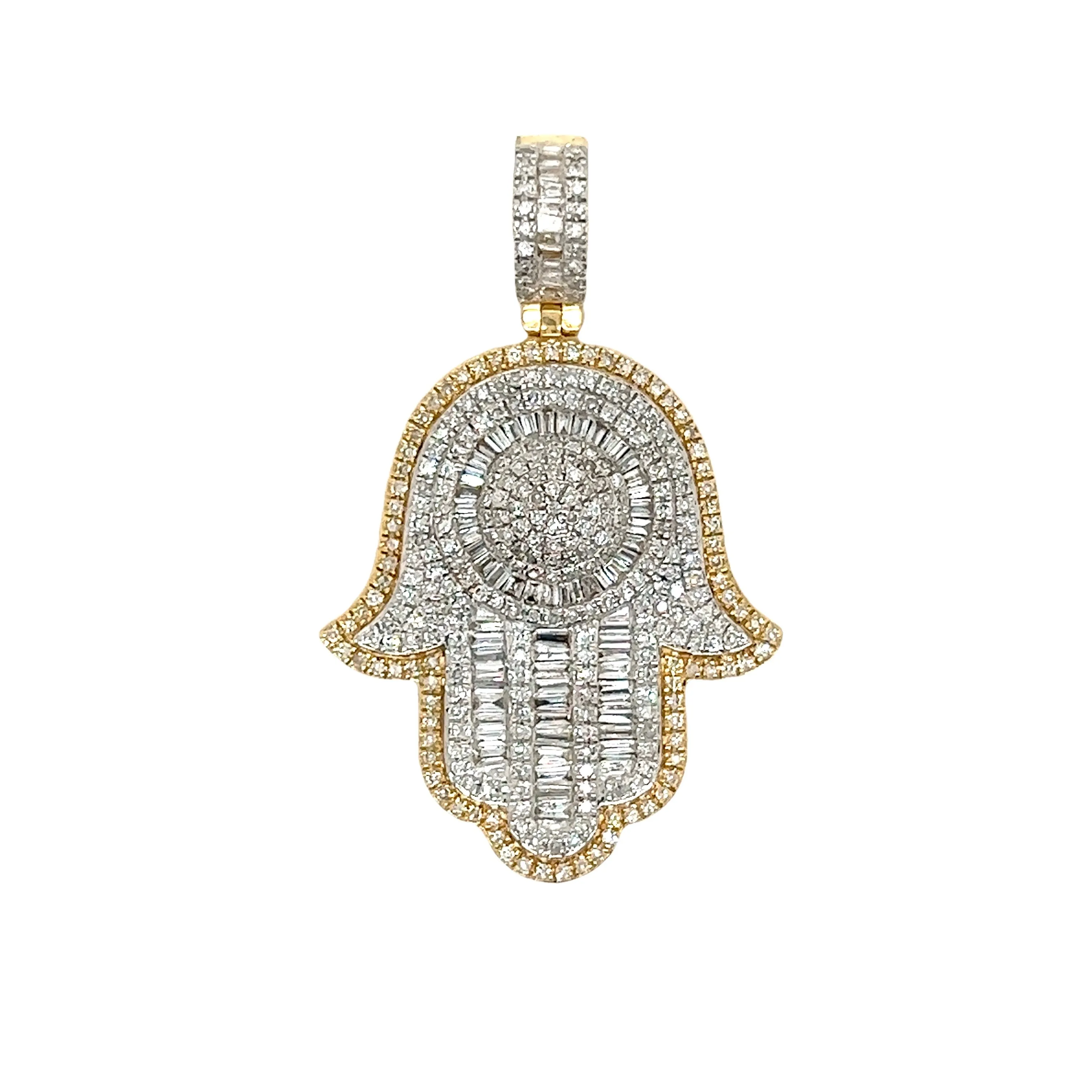 Two-Tone Gold and Diamond Hamsa Pendant