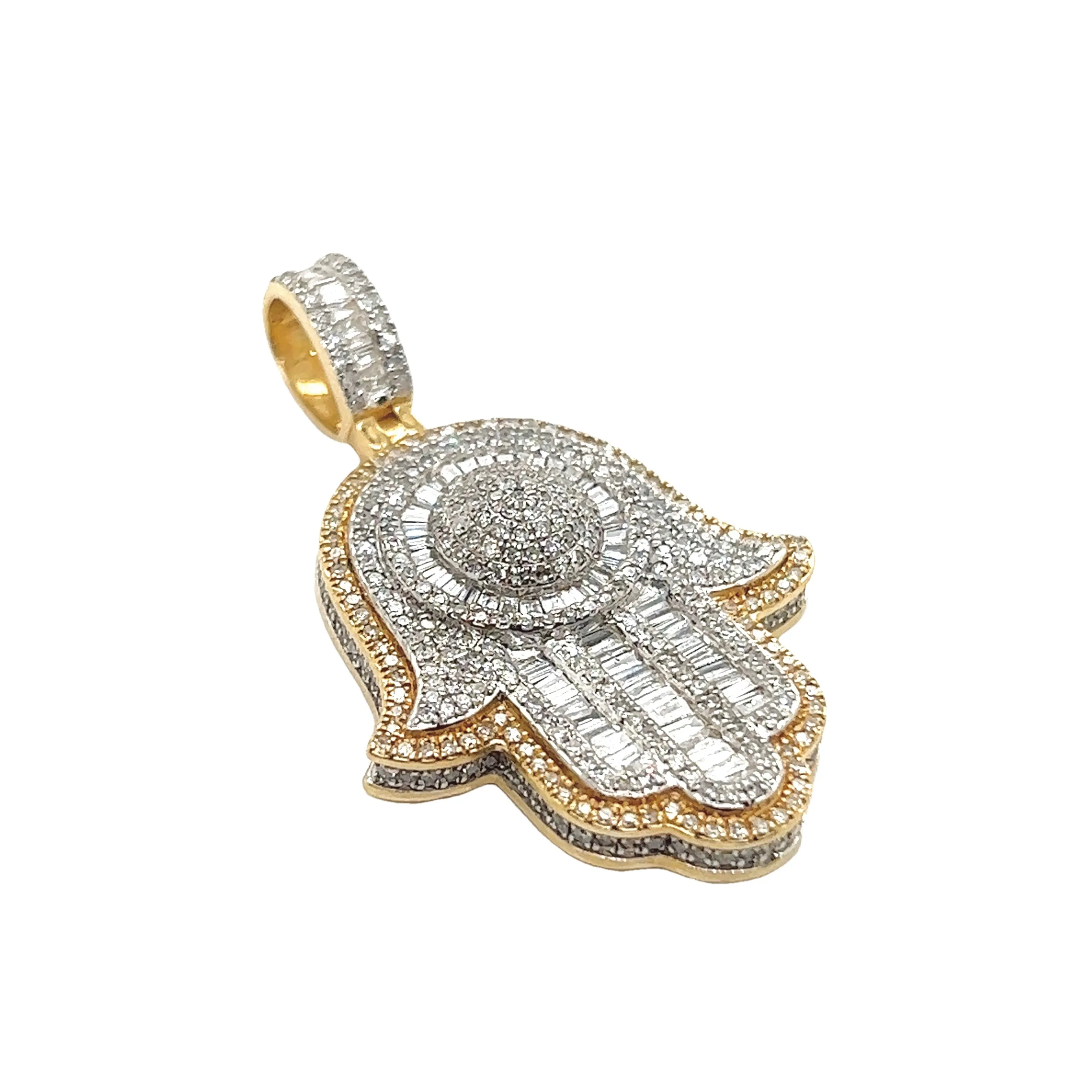 Two-Tone Gold and Diamond Hamsa Pendant