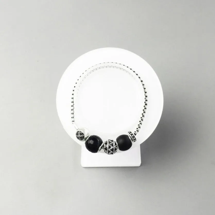 Unique Black Punk Karma Beads Bracelet