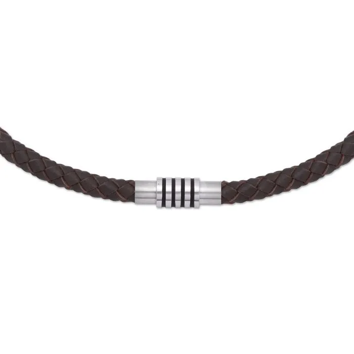 Unique Gents Woven Black Leather Necklace