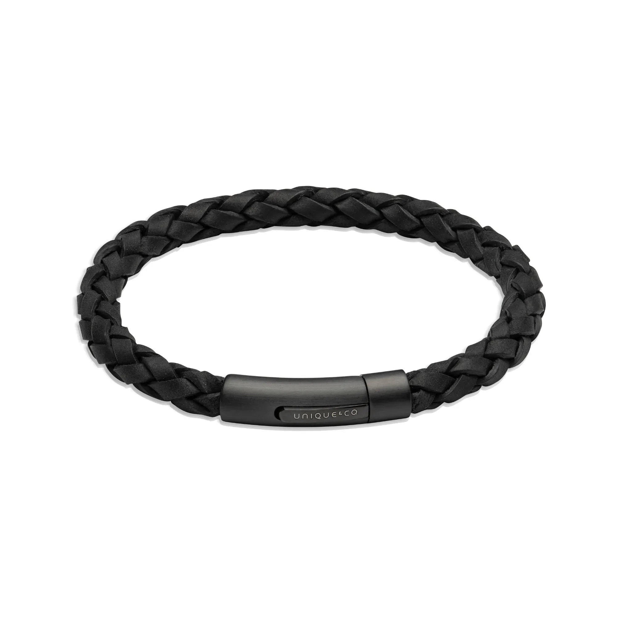 Unique Matt Black Leather Bracelet