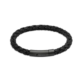 Unique Matt Black Leather Bracelet