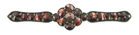 Victorian Antiqued Sterling Silver Bohemian Garnet Floral Bar Pin Brooch