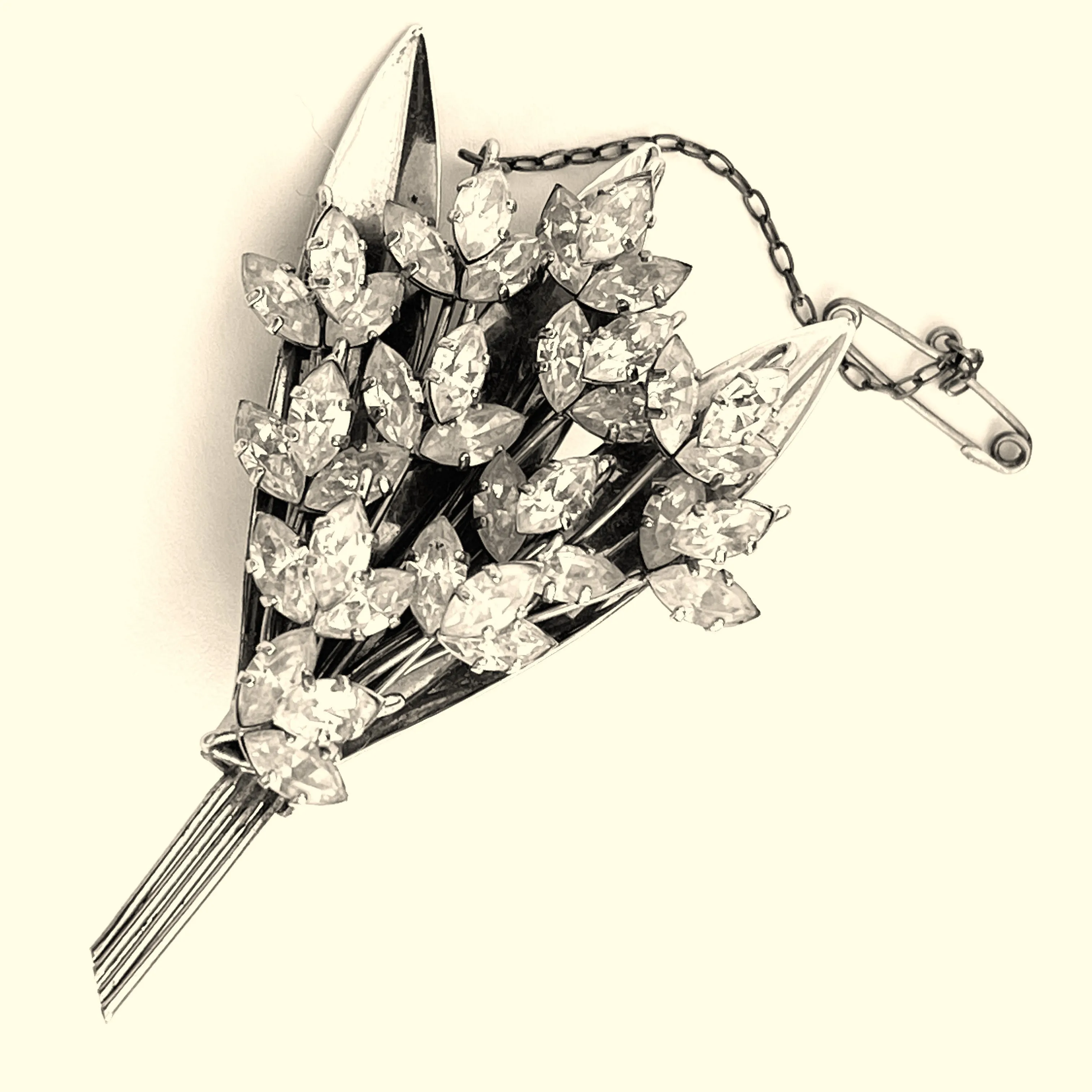 Vintage Floral Spray Brooch by Simpson, Jewel Craft 1950's, Original Box.
