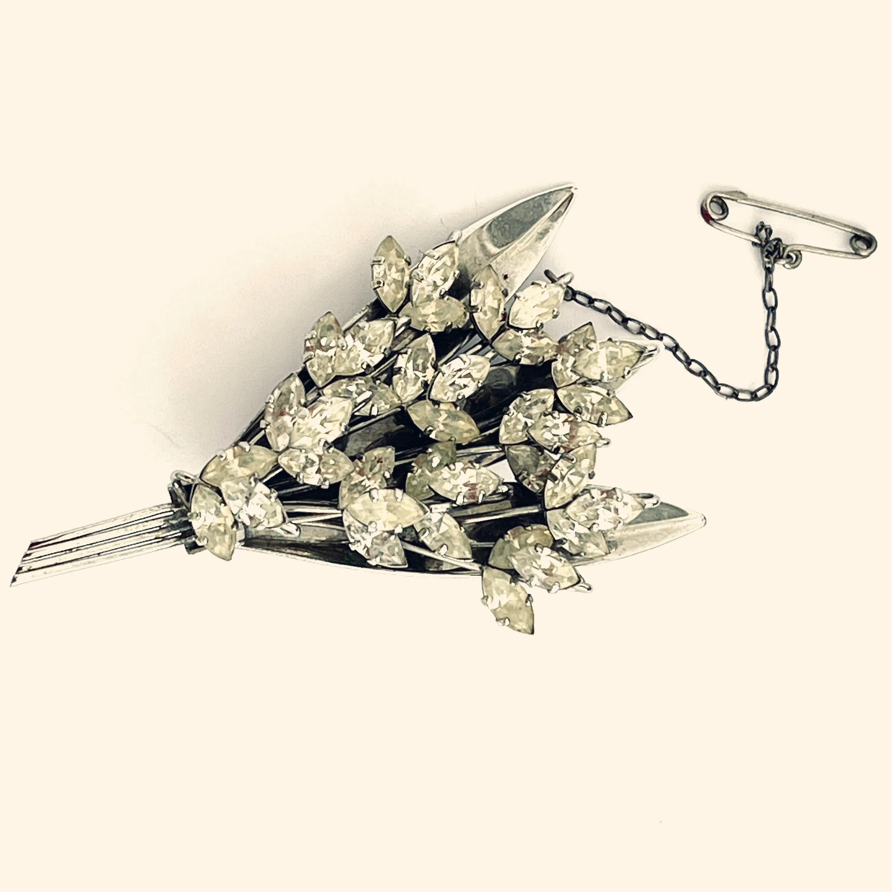 Vintage Floral Spray Brooch by Simpson, Jewel Craft 1950's, Original Box.