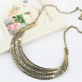 Vintage Metal Collares Three Layers Gold Statement Crescent Tribal Bib Women Collar Necklace