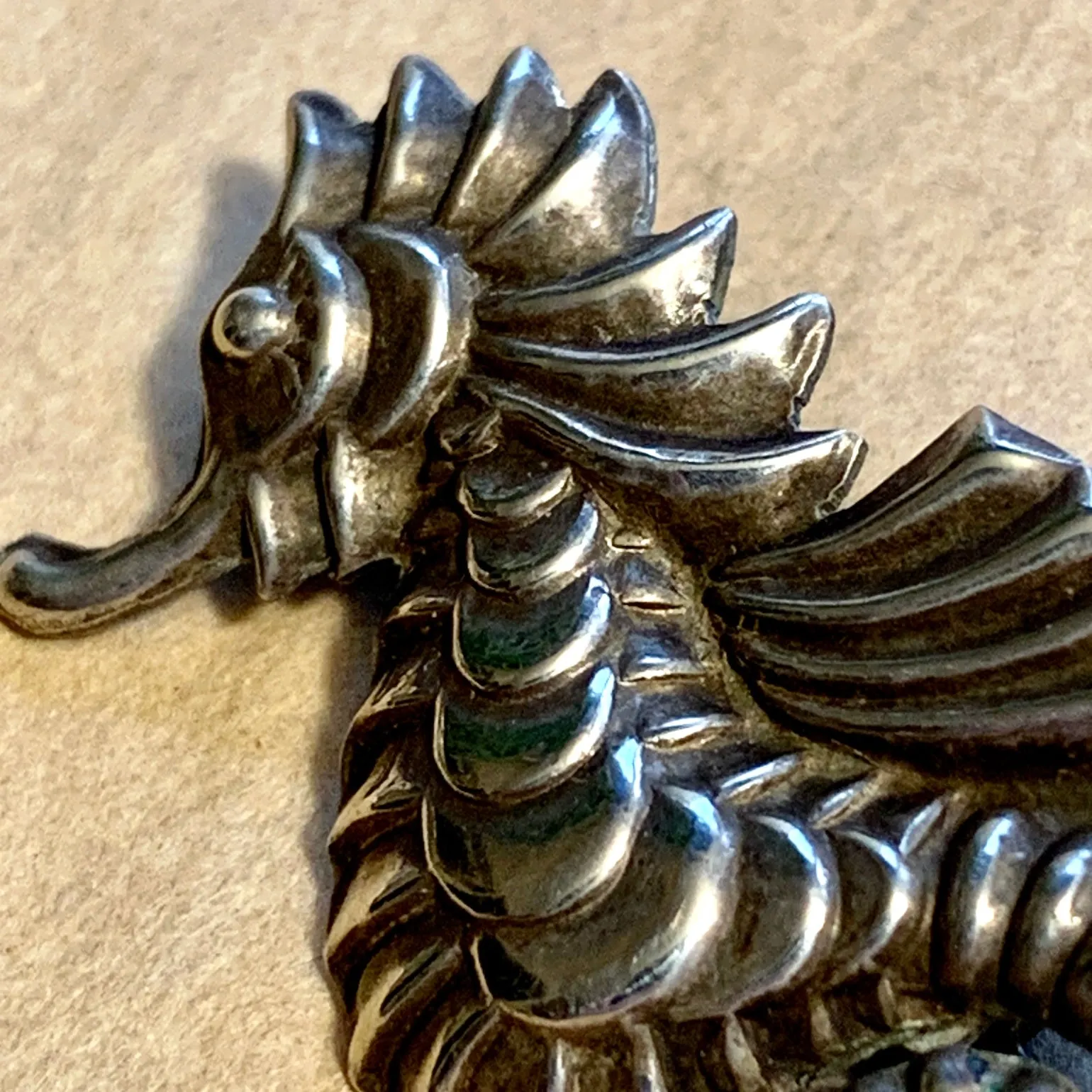 Vintage Sterling Seahorse Brooch