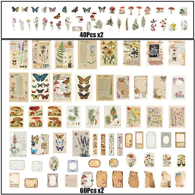 Vintage Vibes: 200-Piece Aesthetic Journaling & Scrapbooking Paper Set