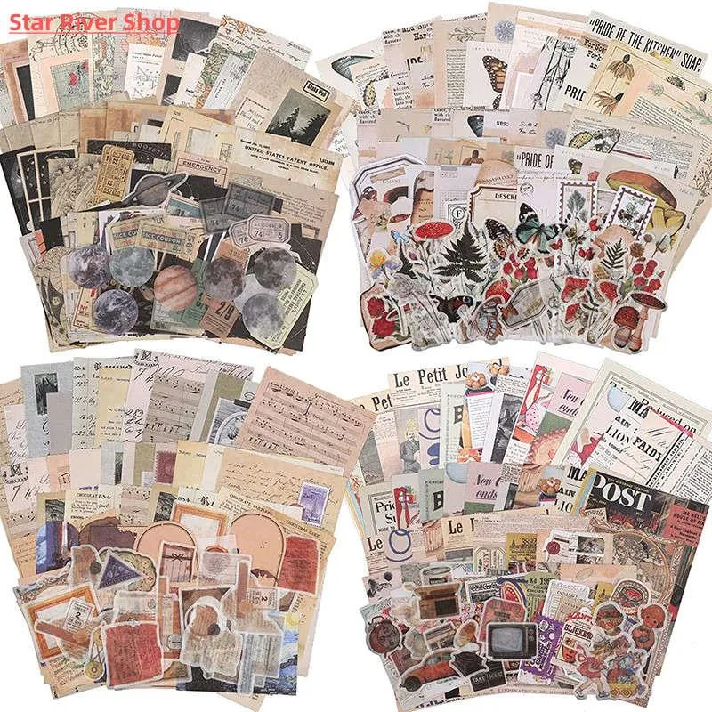 Vintage Vibes: 200-Piece Aesthetic Journaling & Scrapbooking Paper Set