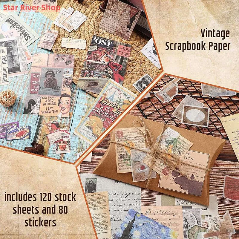 Vintage Vibes: 200-Piece Aesthetic Journaling & Scrapbooking Paper Set
