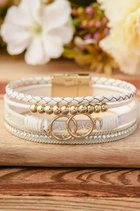 White Ring Beads Hand-woven Buckle Bracelet