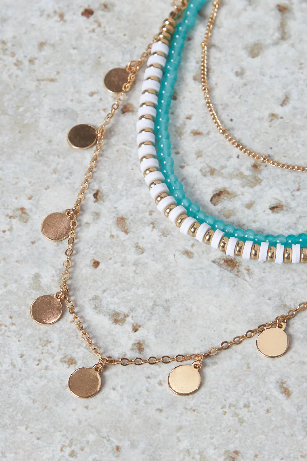 Women Gold And Blue Layered Necklace